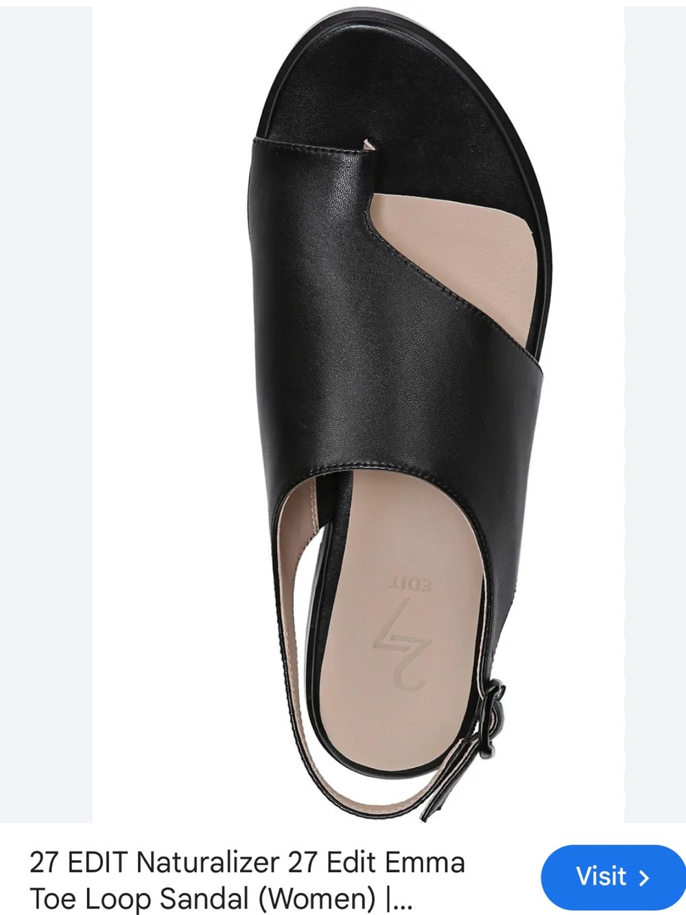 Naturalizer Black Slingback Toe Loop Sandal